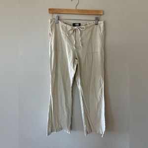 Rewash Linen Blend Lightweight Cream Wide Leg Tie Waist Pants Size S